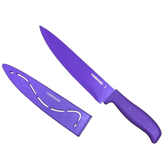 Faberware Cutlery Purple Resin 8” Knive with Blade Cover - Picture 1 of 11